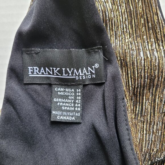 Frank Lyman dress formal evening date gold silver plus 14 metallic vintage gown - Picture 10 of 13